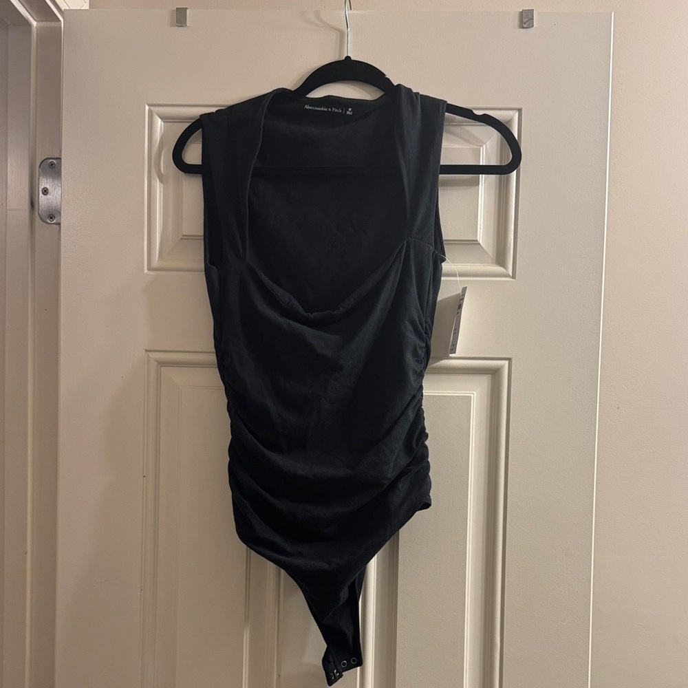 Abercrombie & Fitch Black Runched Bodysuit Top